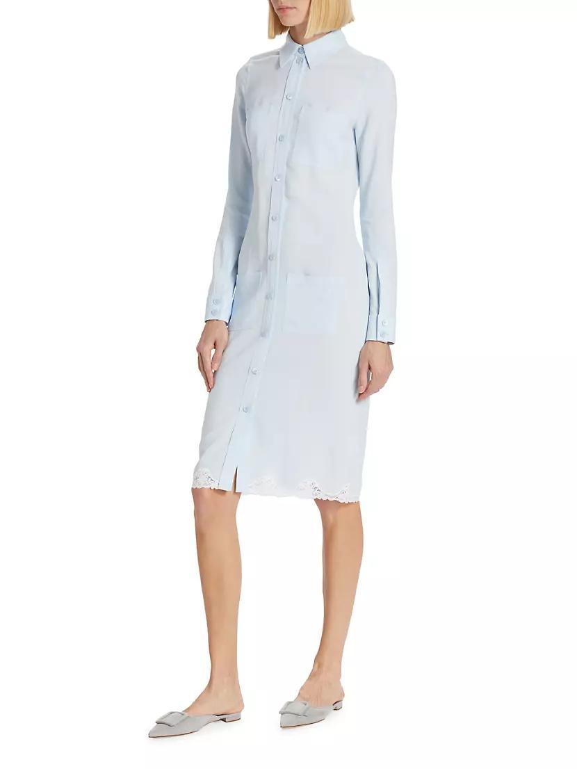 Lace-Trimmed Midi Shirtdress Product Image