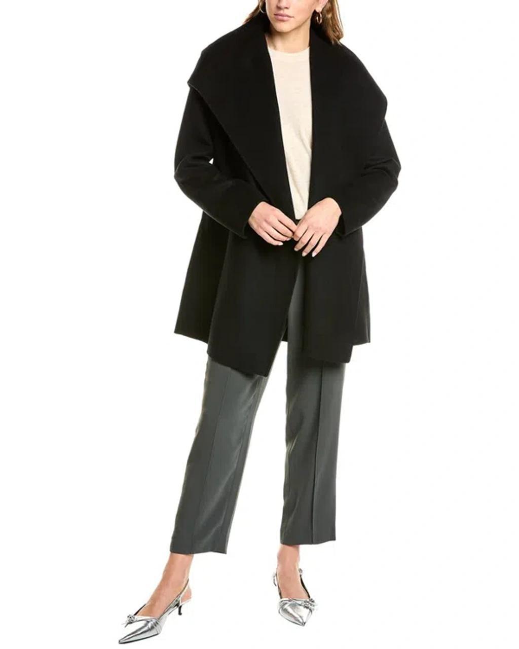 VINCE Hooded Wool-blend Car Coat In Black Product Image