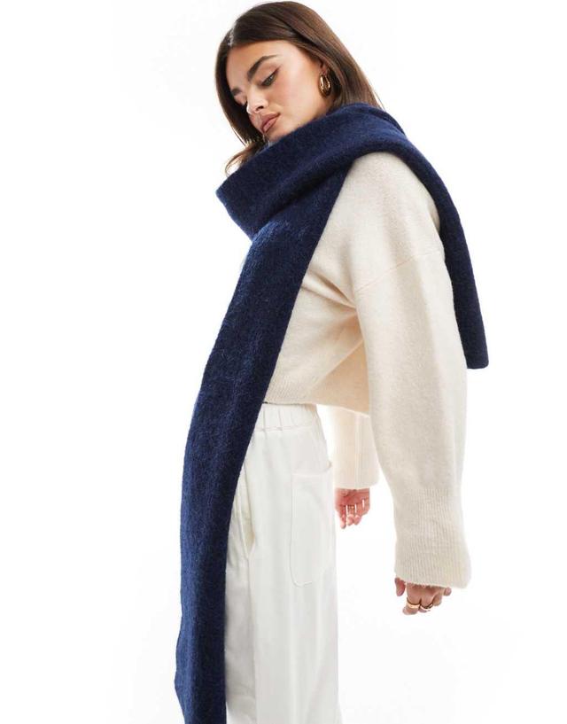 ASOS DESIGN alpaca scarf in navy Product Image