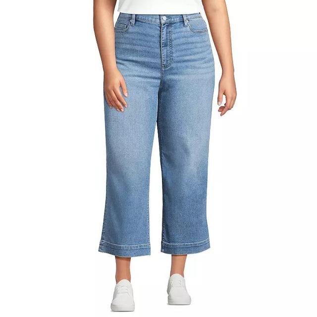 Plus Size Lands End High-Rise Wide Leg Crop Jeans, Womens Product Image