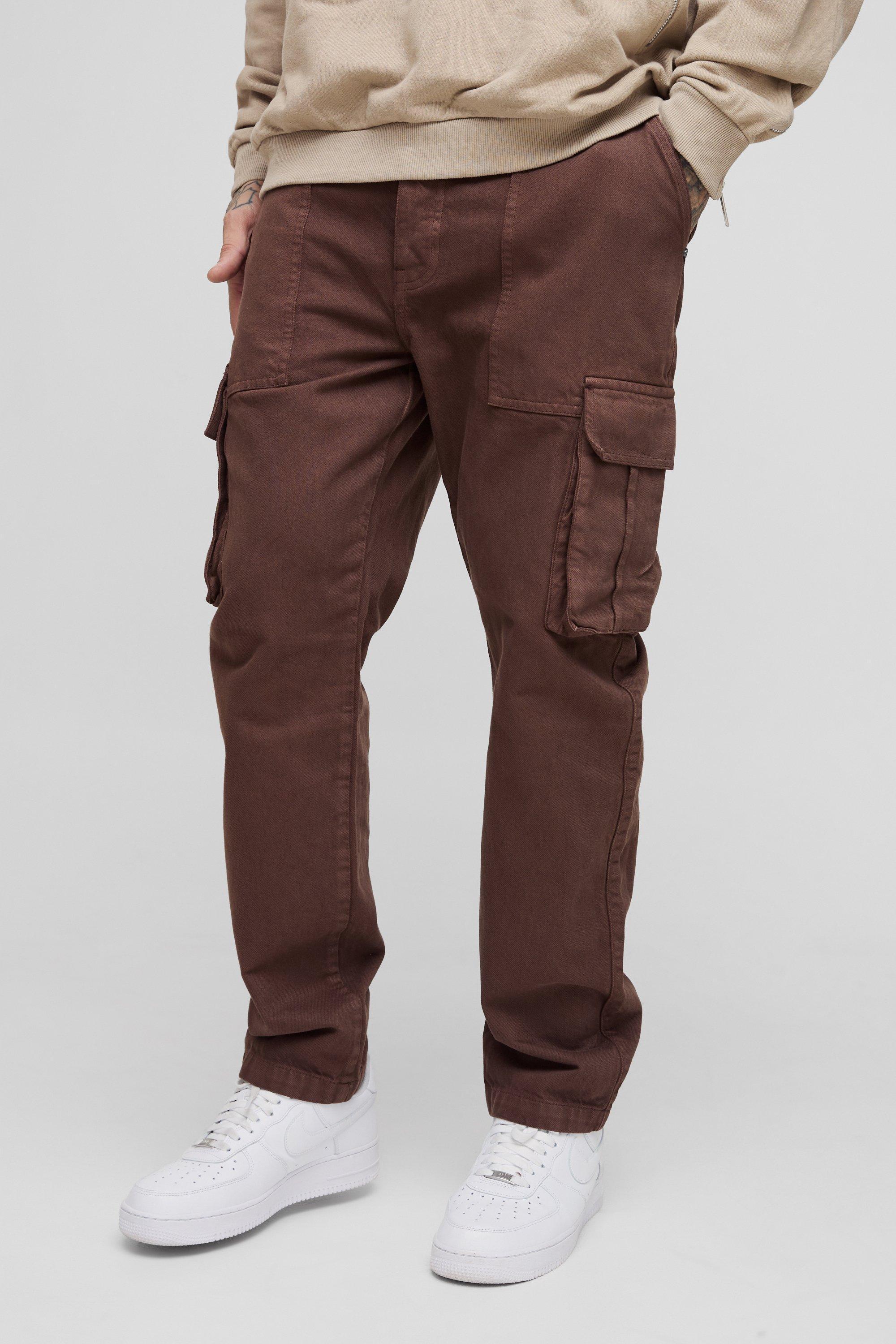 Tall Tapered Fit Cargo Pants in Chocolate | boohooMAN USA Product Image