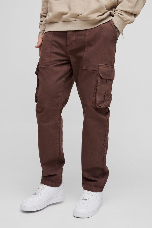 Tall Tapered Fit Cargo Pants in Chocolate | boohooMAN USA Product Image