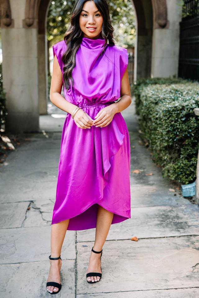 All Eyes On You Plum Purple Satin Midi Dress Female Product Image