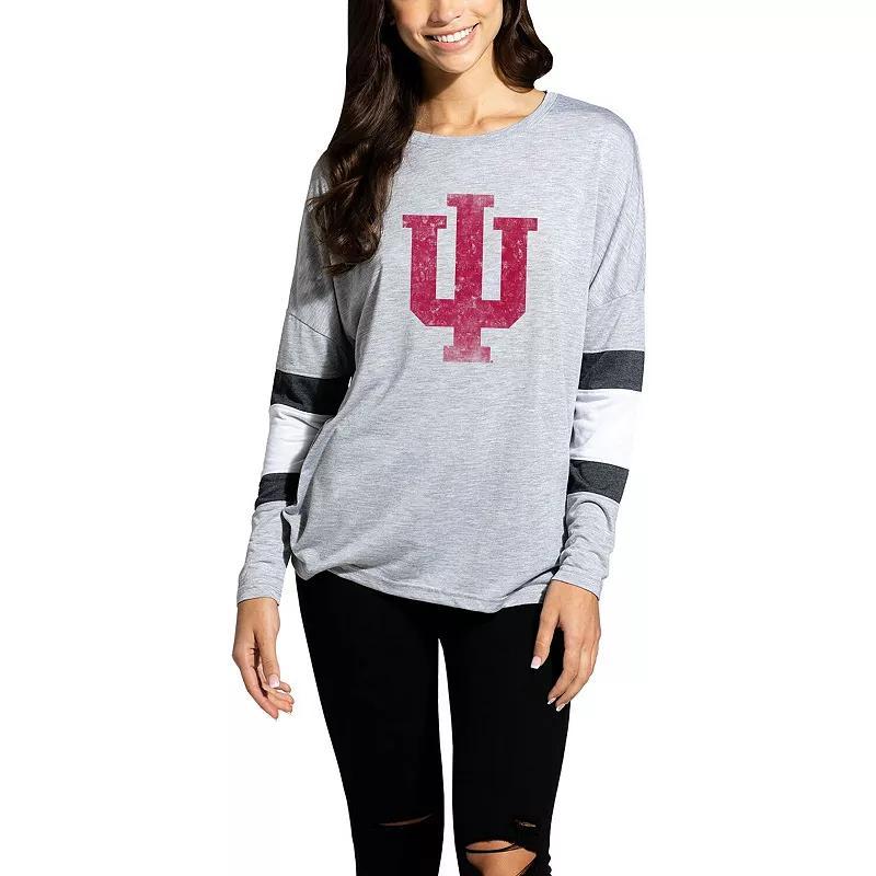 Womens Heathered Gray Indiana Hoosiers Swell Stripe Long Sleeve T-Shirt Product Image