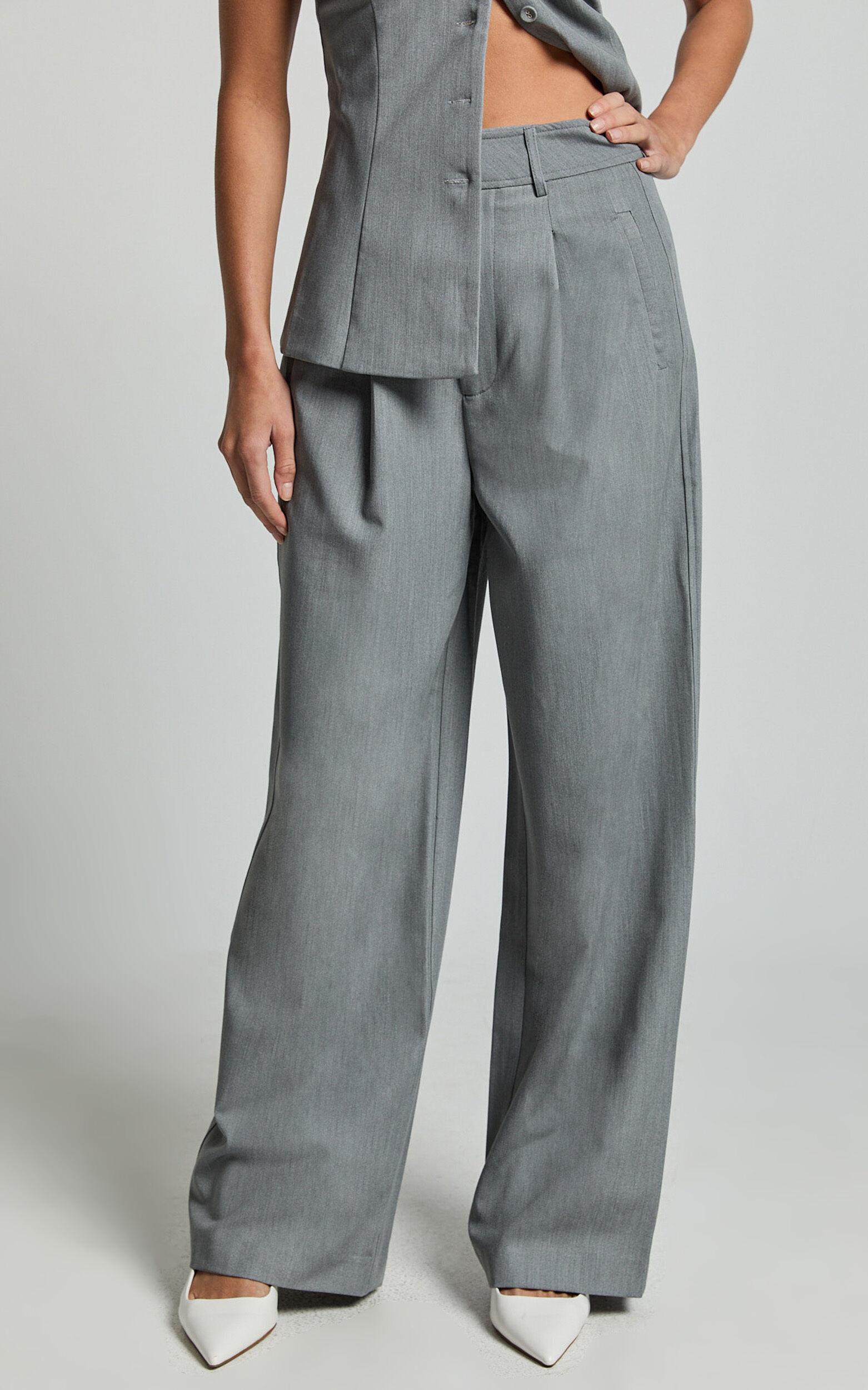 Hope Pants - Wide Leg Tailored Pants in Grey Product Image