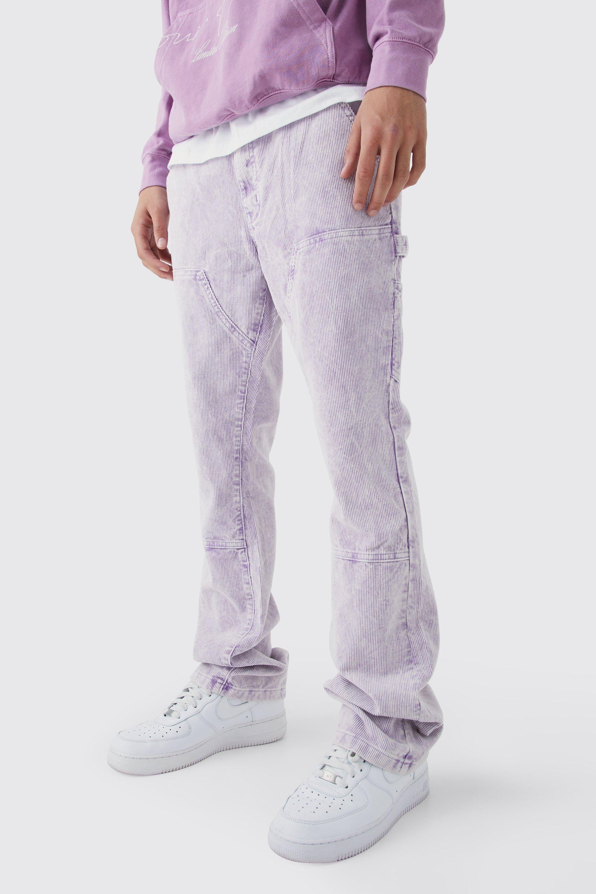 Slim Flare Acid Wash Cord Pants | boohooMAN USA Product Image