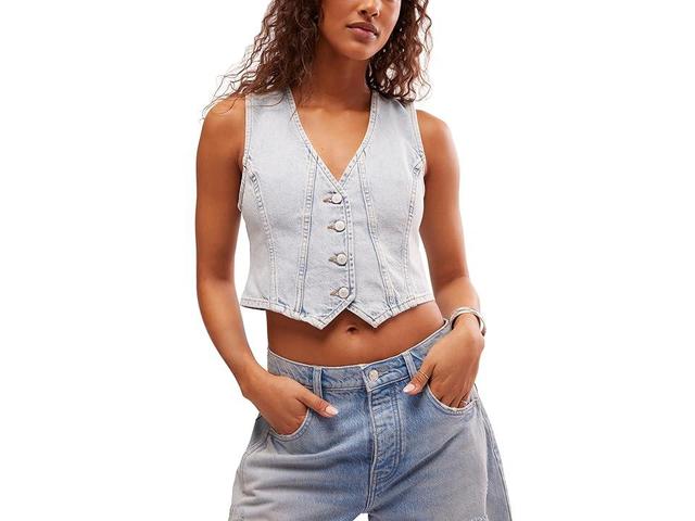 Free People Tate Denim Vest (Boardwalk Blues) Women's Clothing Product Image