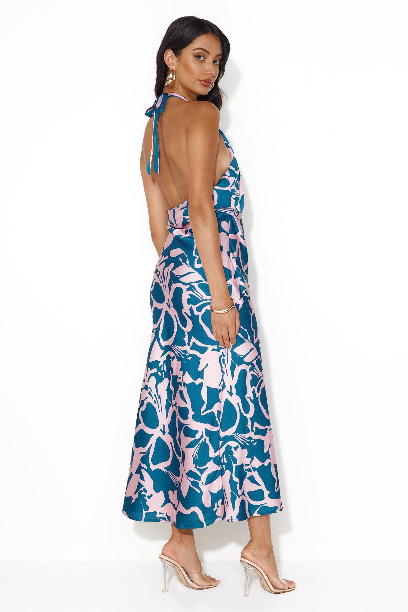 Get On This Level Halter Maxi Dress Blue Product Image