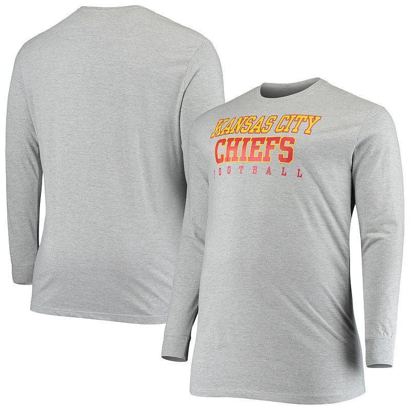 Mens Fanatics Branded Heathered Gray Kansas City Chiefs Big & Tall Practice Long Sleeve T-Shirt Product Image