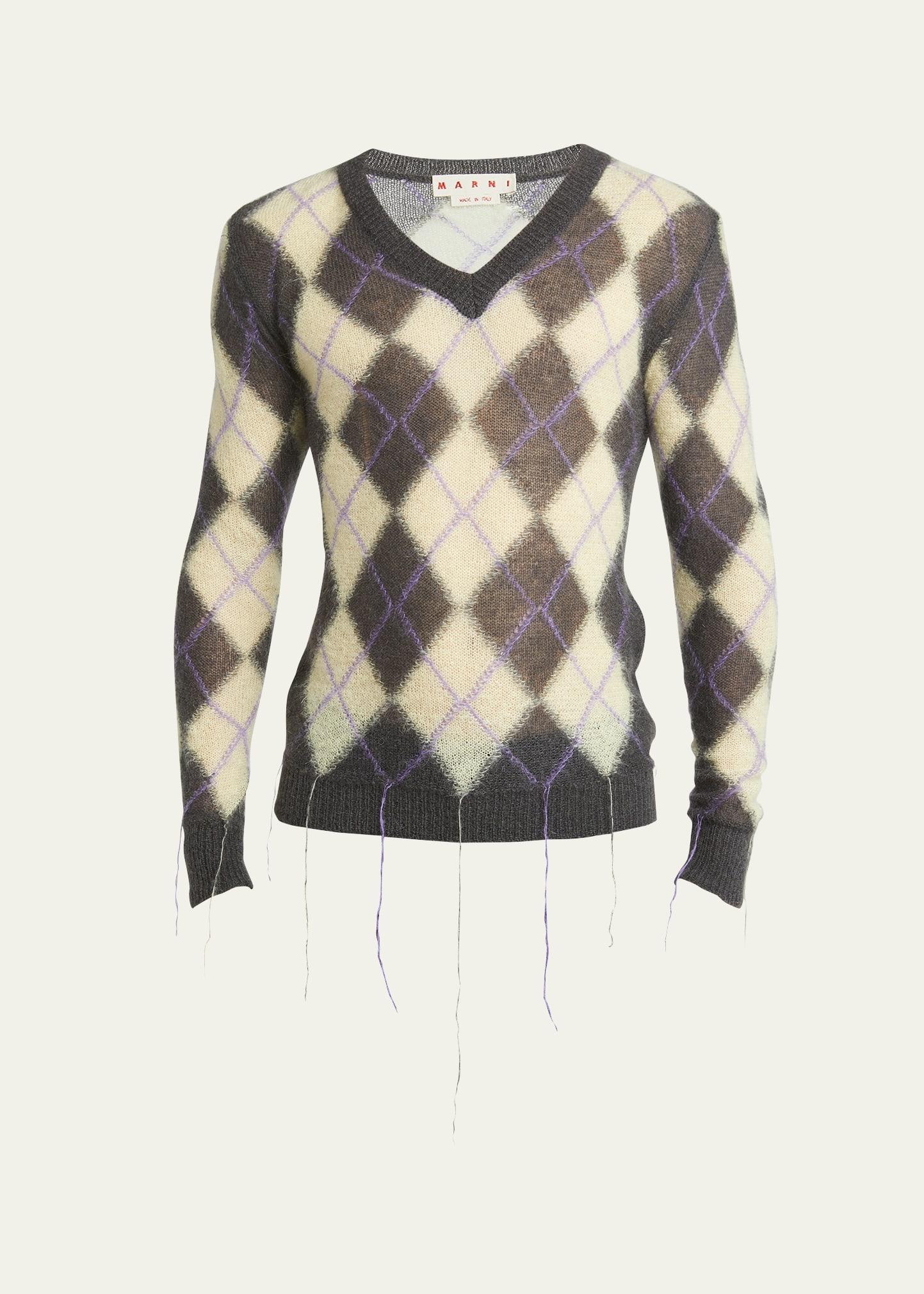 Mens V-Neck Argyle Sweater Product Image