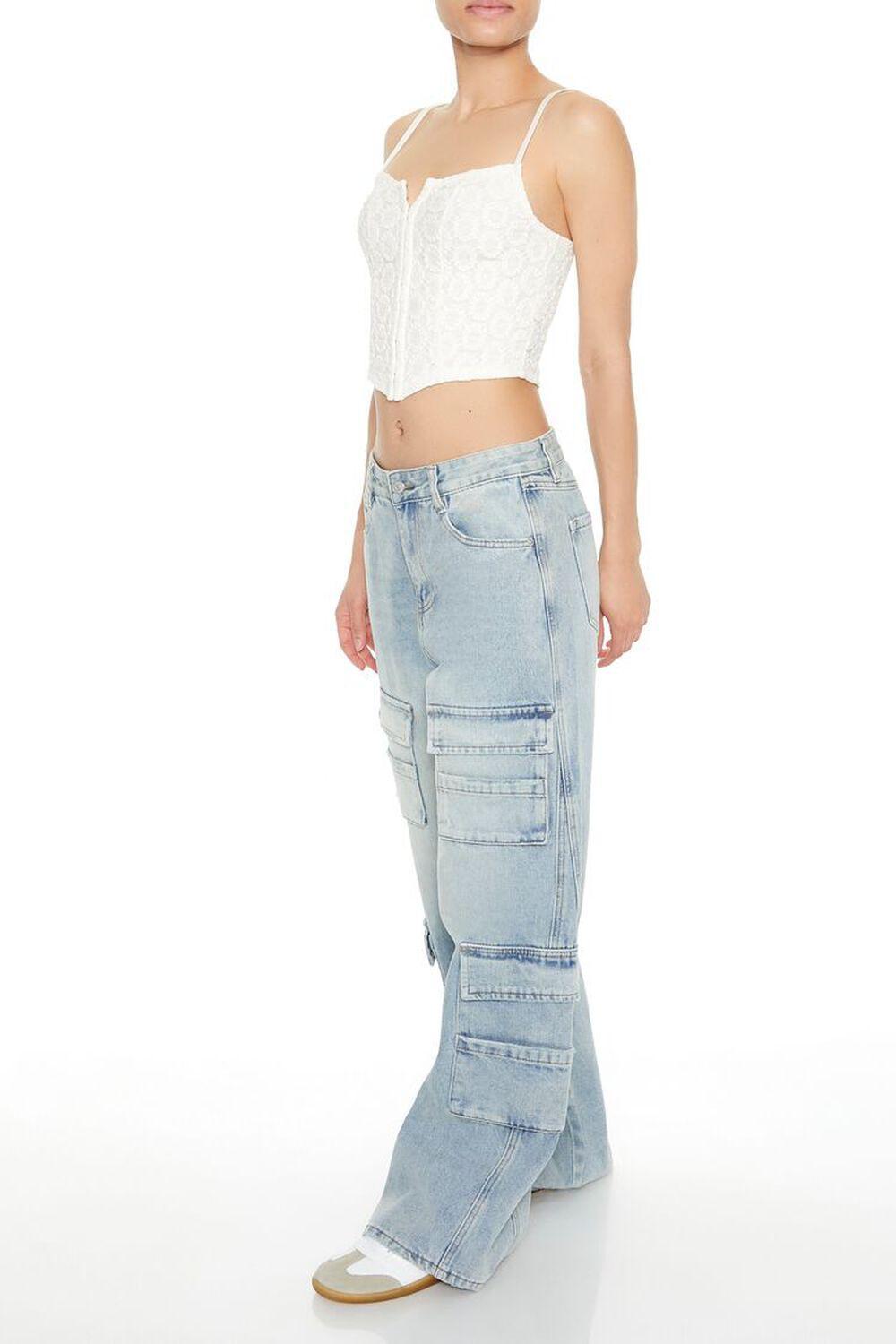 Wide-Leg Cargo Jeans | Forever 21 Product Image