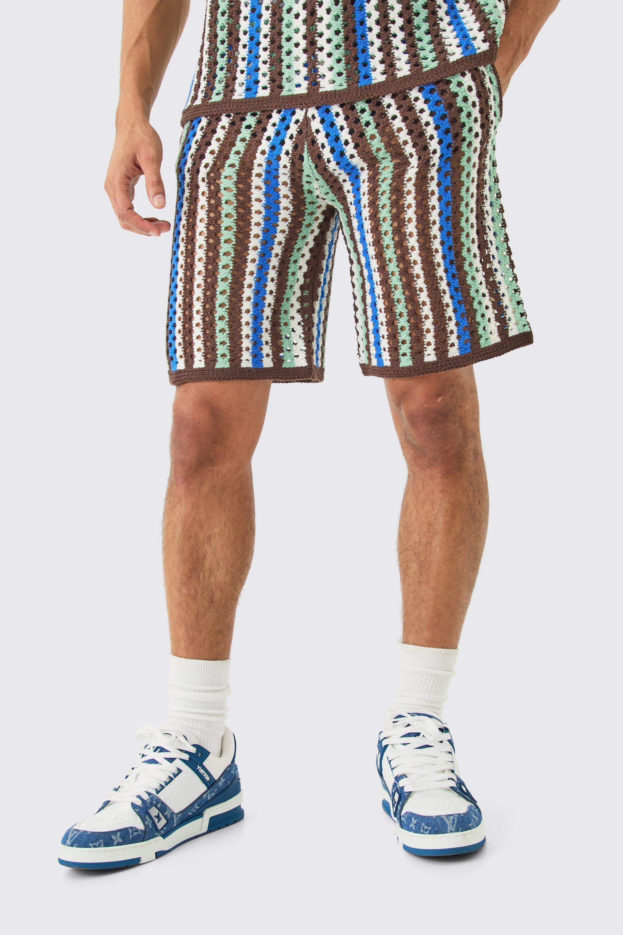 Relaxed Open Stitch Knitted Shorts | boohooMAN USA Product Image