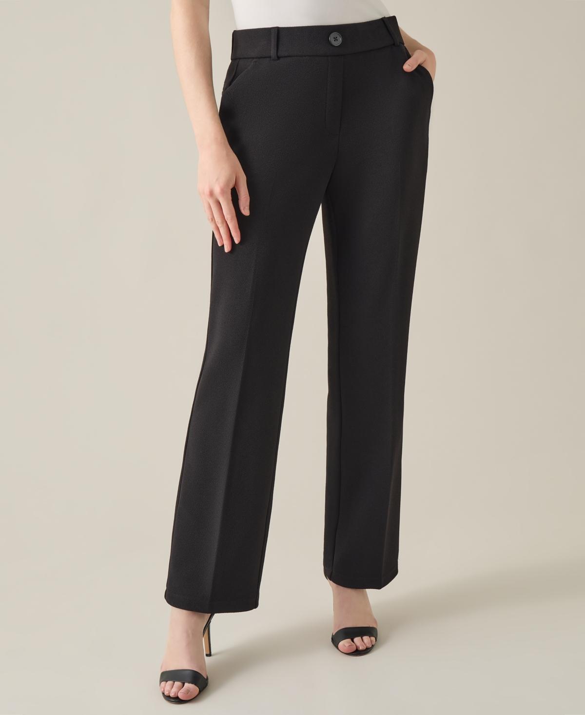 Kasper Womens Pull-On Mid-Rise Faux-Fly Straight-Leg Pants Product Image