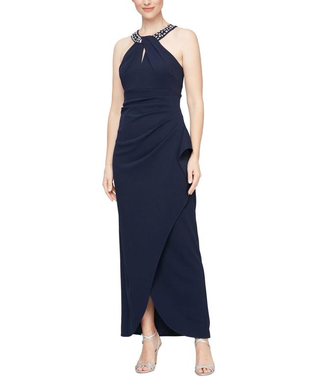 Twisted-Neck Tulip-Hem Dress Product Image