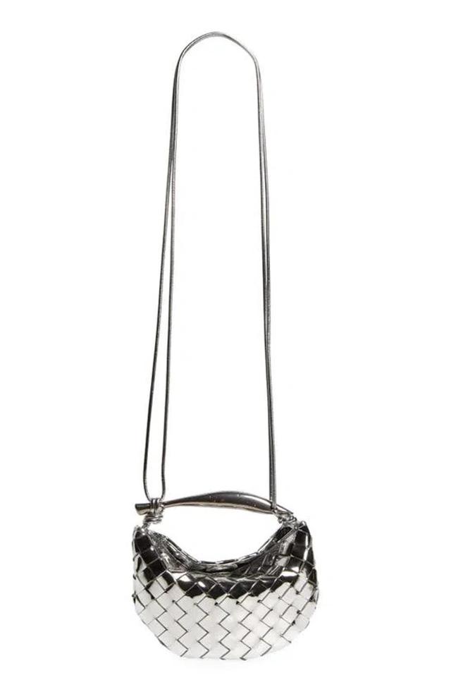 Sardin Mini Metallic Intrecciato Top-handle Bag In Vintage Silver Product Image