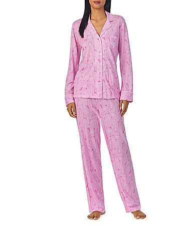 Lauren Ralph Lauren Womens Paisley Knit Long-Sleeve Top and Pajama Pants Set Product Image