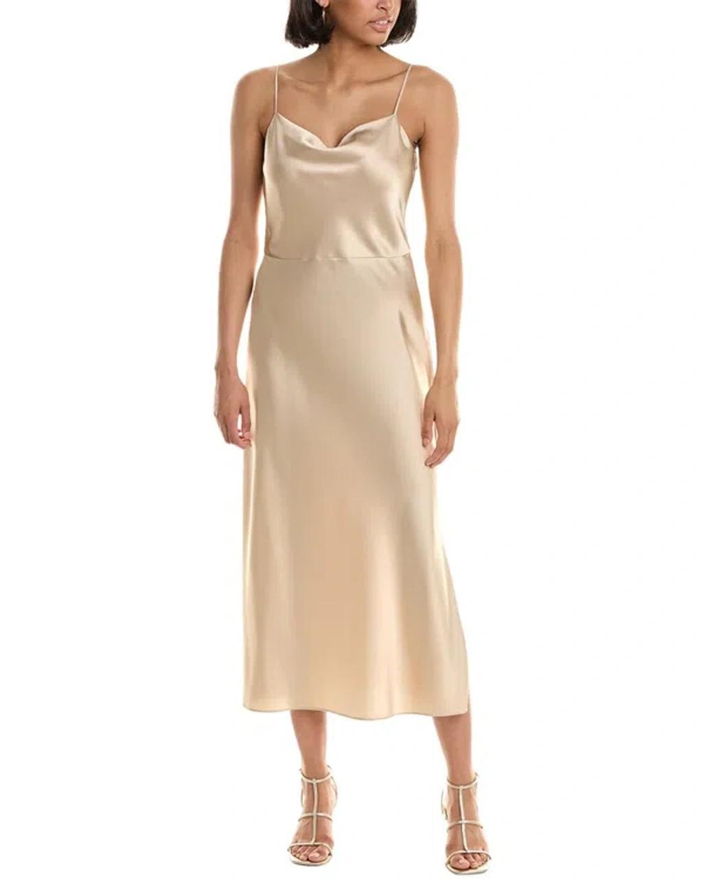 Cowl Neck Slip Dress In Beige Product Image