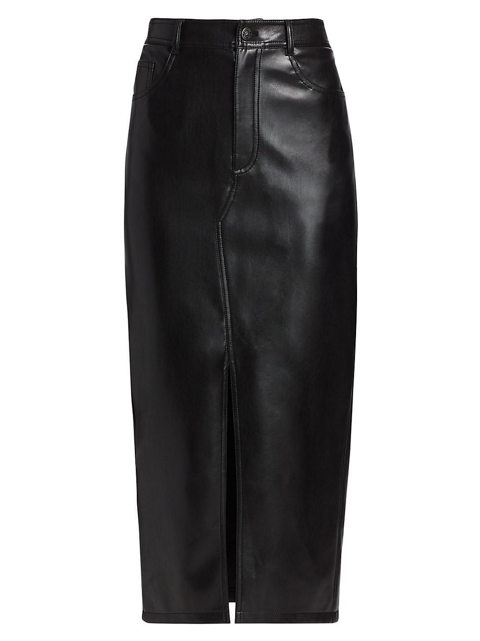 Womens Tana Faux Leather Midi-Skirt product image