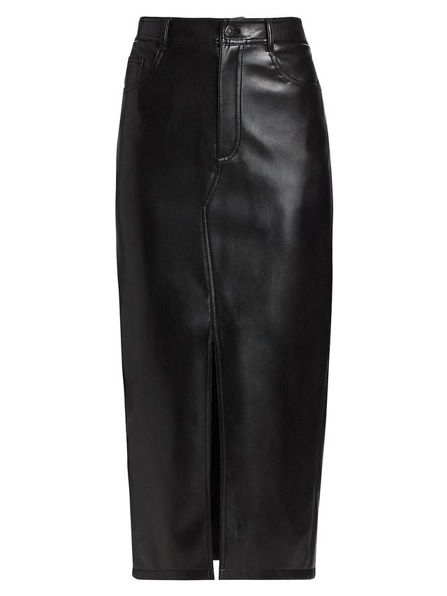 Womens Tana Faux Leather Midi-Skirt Product Image