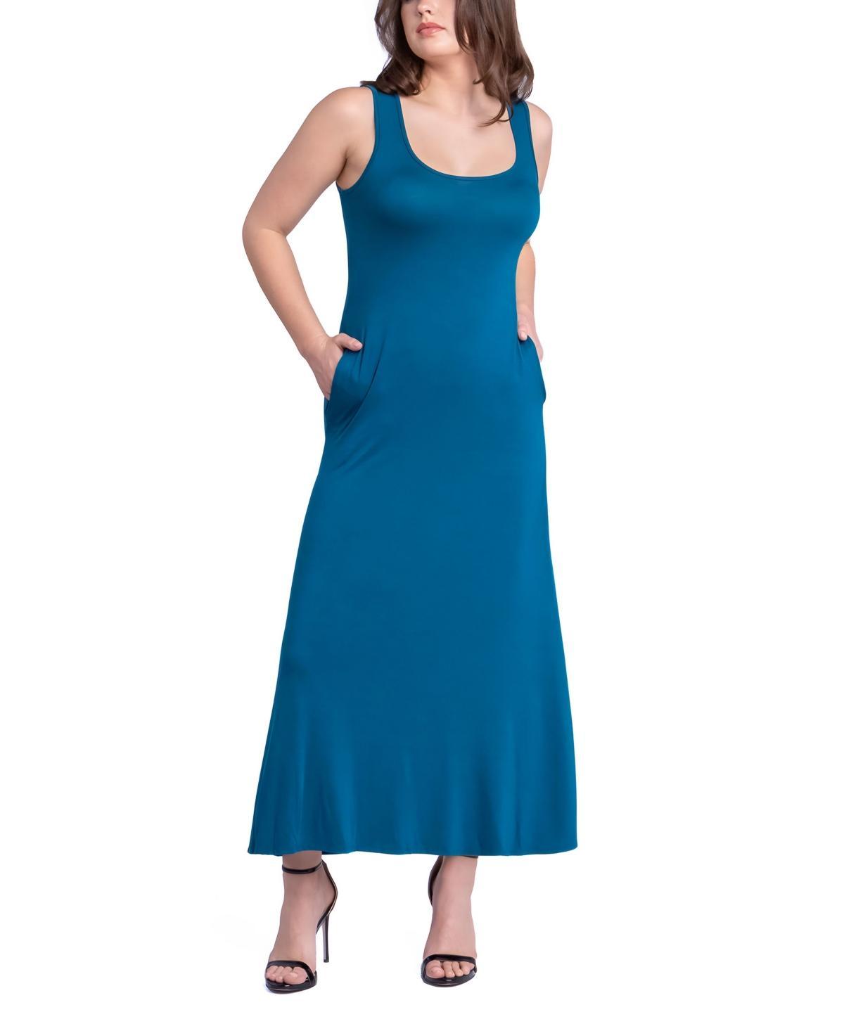 24seven Comfort Apparel Womens Relaxed Fit Sleeveless Tunic Dress with Pockets Product Image