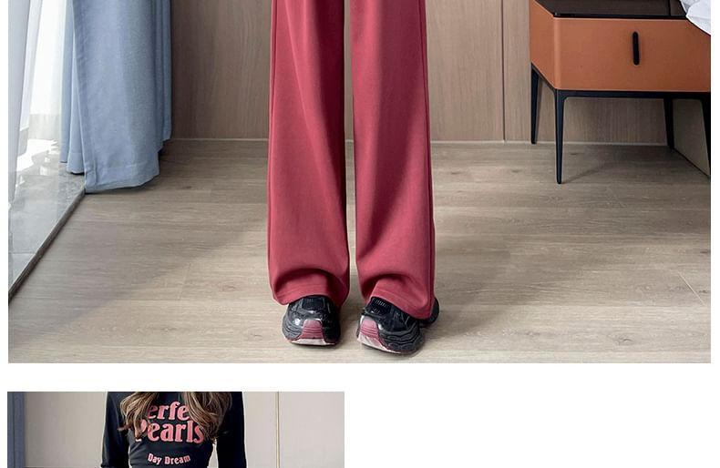 Drawstring Waist Plain Wide Leg Sweatpants Product Image