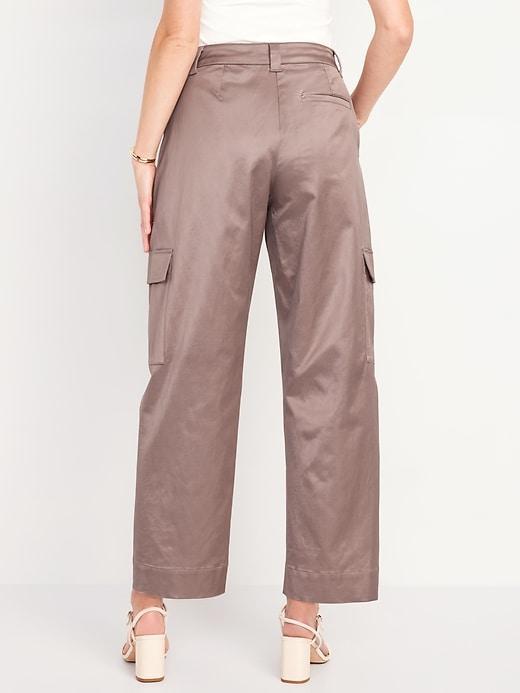 Extra-High Waisted Satin Cargo Barrel Wide-Leg Pants Product Image