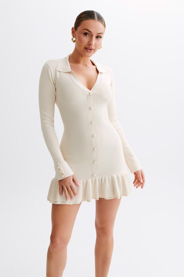 Pareesa Contrast Frill Mini Dress - Cream Product Image