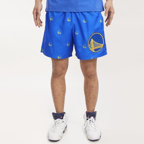 Pro Standard Mens Pro Standard Warriors Mini Logo Woven Shorts - Mens Blue/Blue Product Image