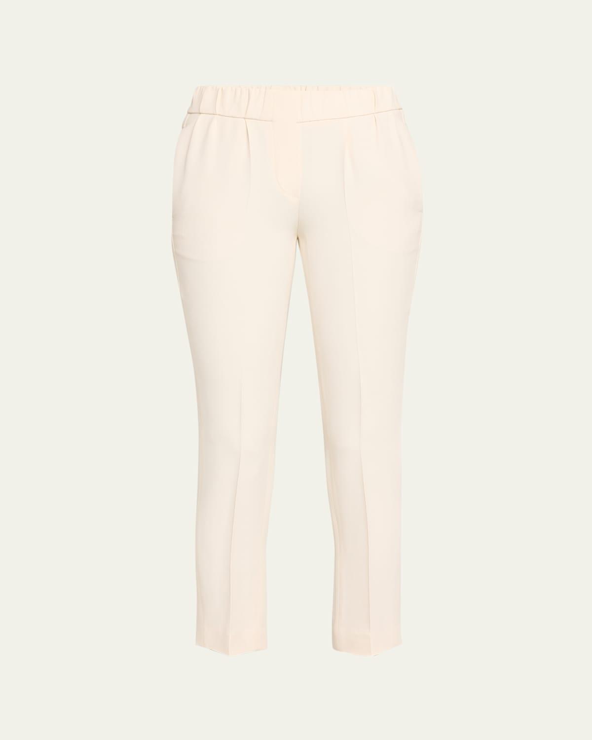 Classic Elastic-Waist Cropped Silk Trousers Product Image