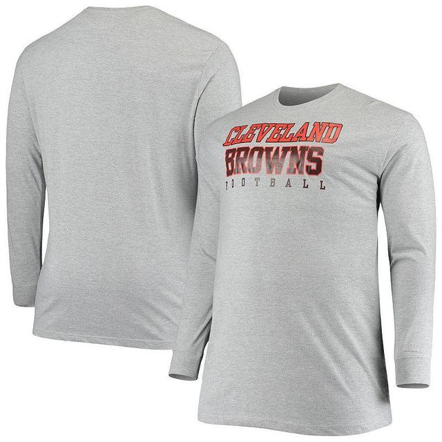 Mens Fanatics Branded Heathered Gray Cleveland Browns Big & Tall Practice Long Sleeve T-Shirt BRN Grey Product Image