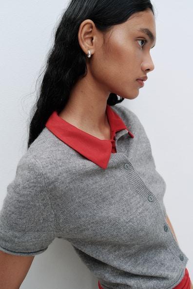 Short-sleeved Fine-knit Cardigan Product Image