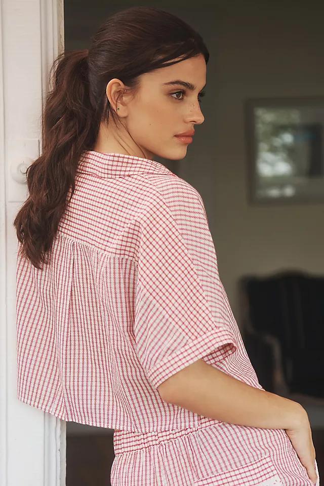 By Anthropologie Gingham Boxy Pajama Shirt Product Image