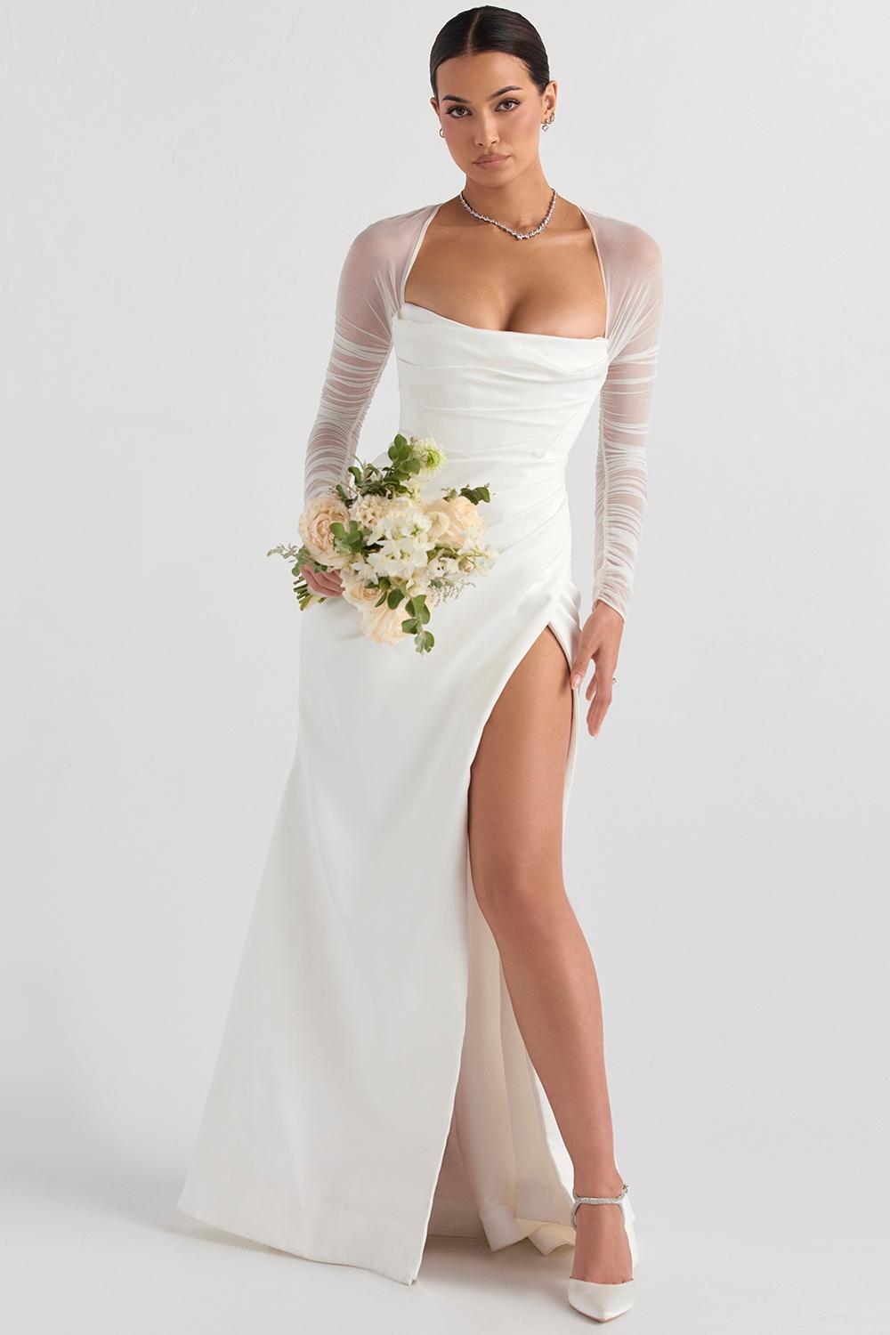 Elise White Satin Bridal Gown Product Image