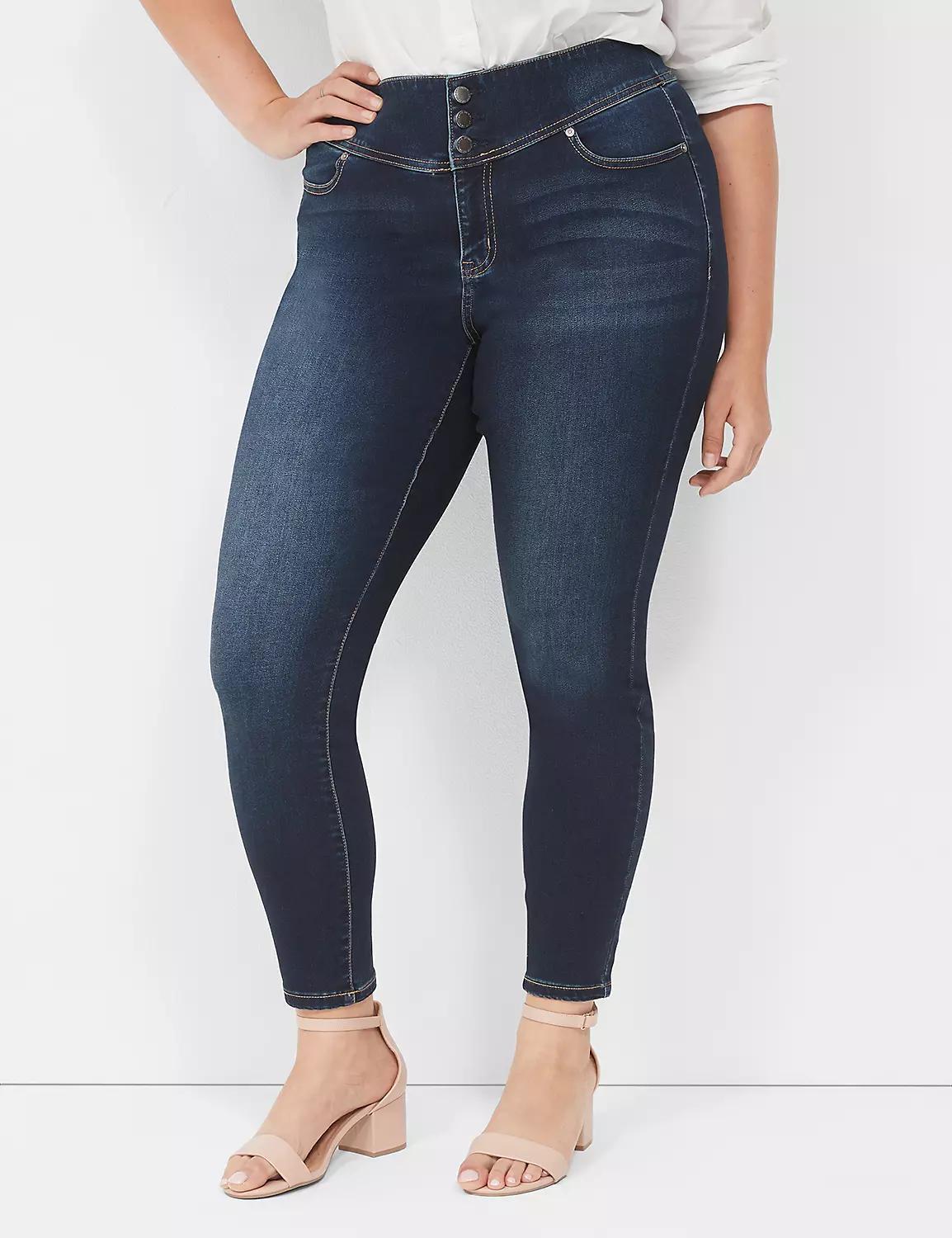 3-Button High-Rise Sateen Jegging Product Image