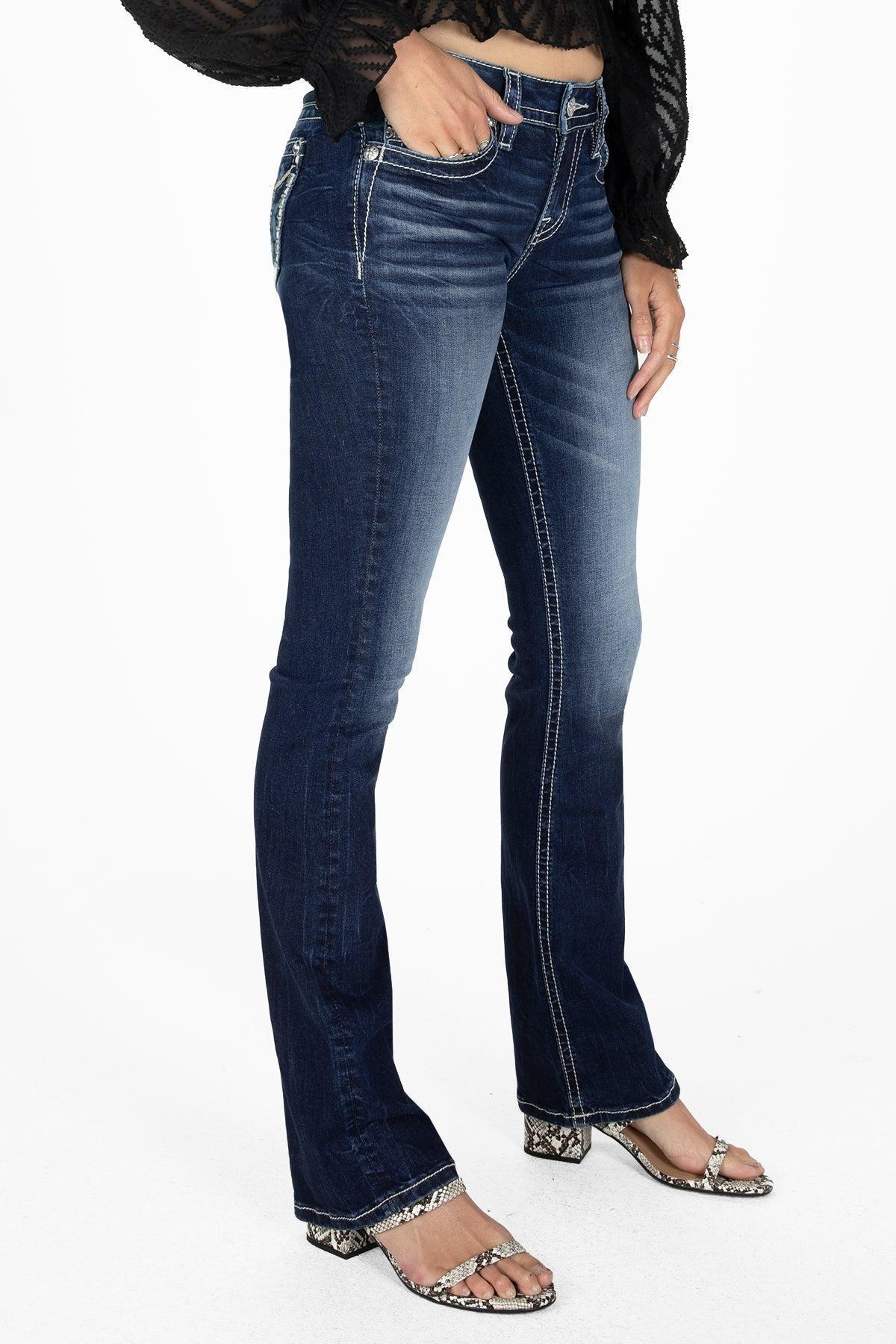 Laser Leaves Longhorn Bootcut Jeans Product Image