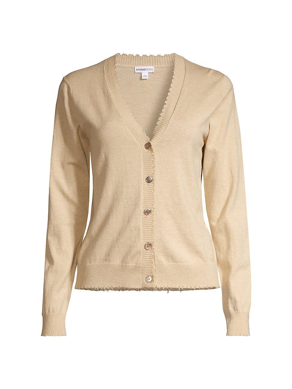 Womens Cotton-Cashmere Frayed Cardigan Product Image