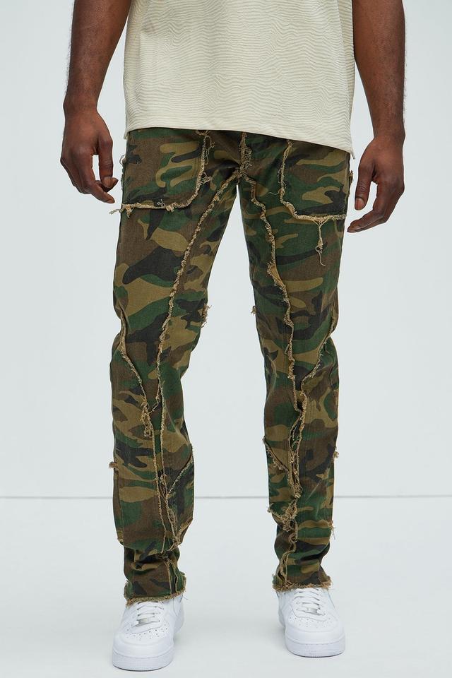 Speak Up Frayed Straight Pants - Camouflage Product Image