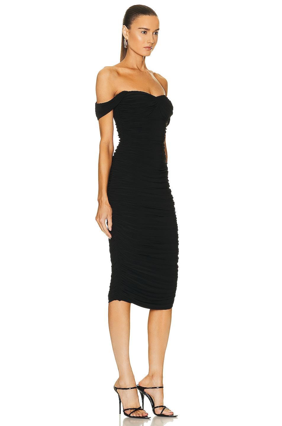 Norma Kamali Walter Midi Dress with Winglet Sleeves Black. (also in M, S, XL, XS). Product Image