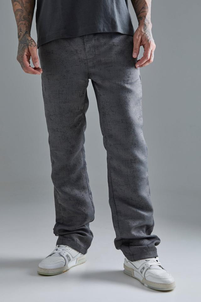 Mens Grey Elasticated Waist Slim Gusset Texture Trouser, Grey Product Image