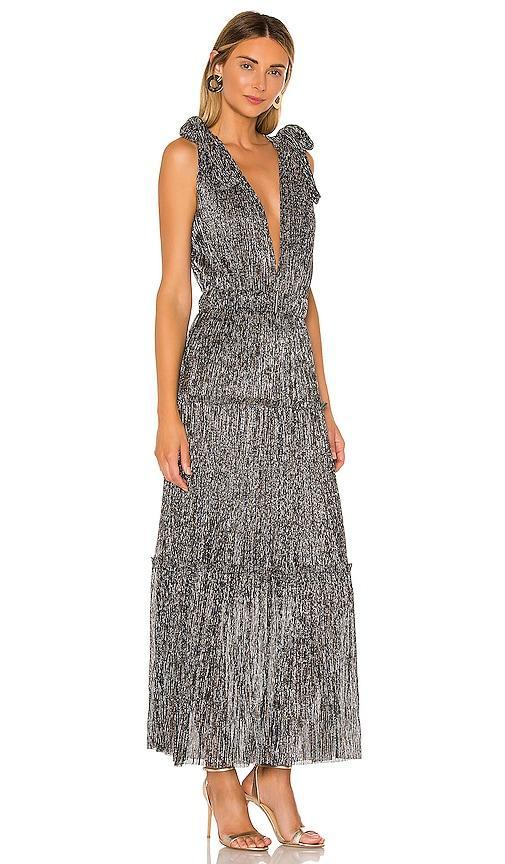 Womens Helena Metallic Tiered Maxi Dress Product Image