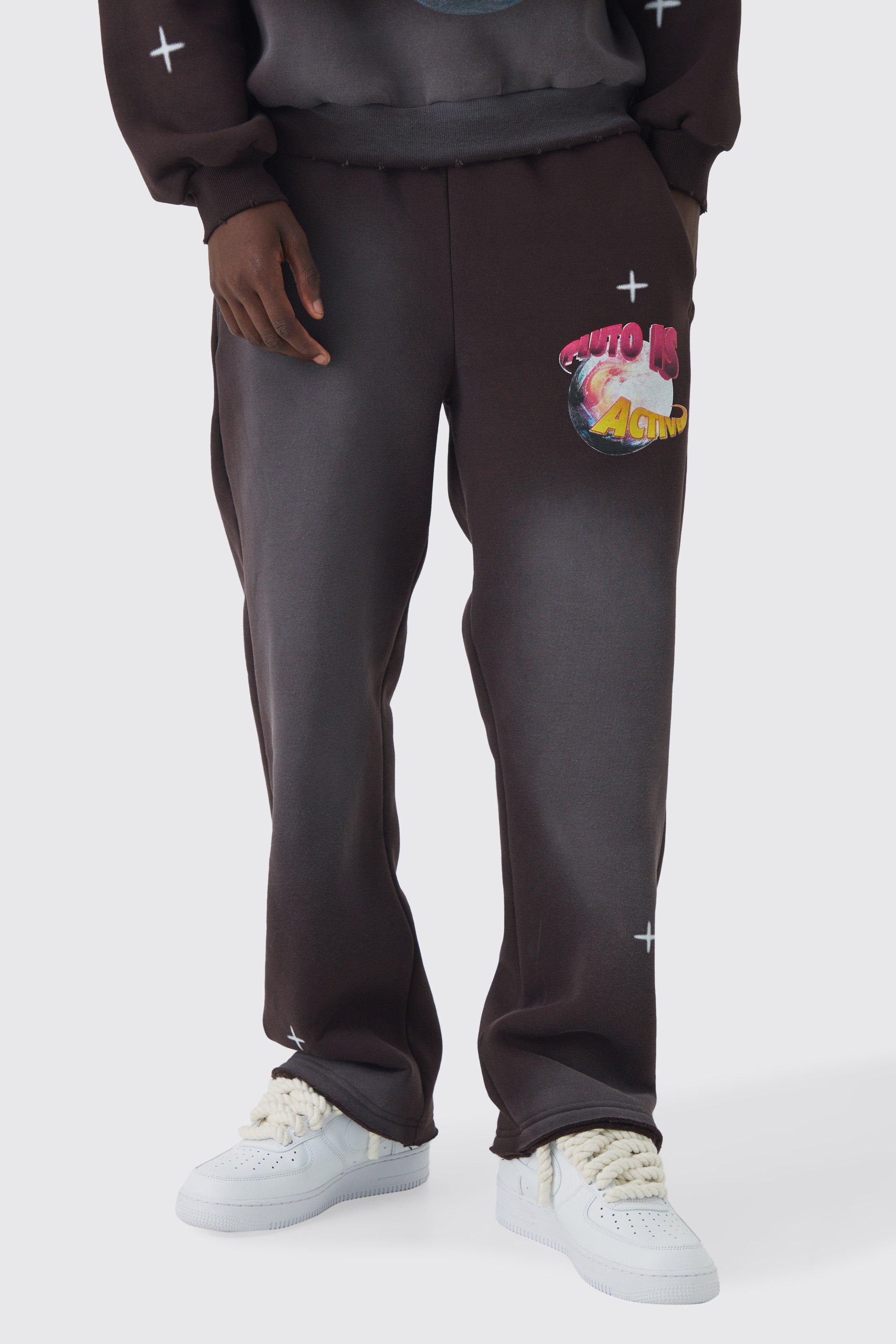 Straight Distressed Brushback Sweatpants | boohooMAN USA Product Image