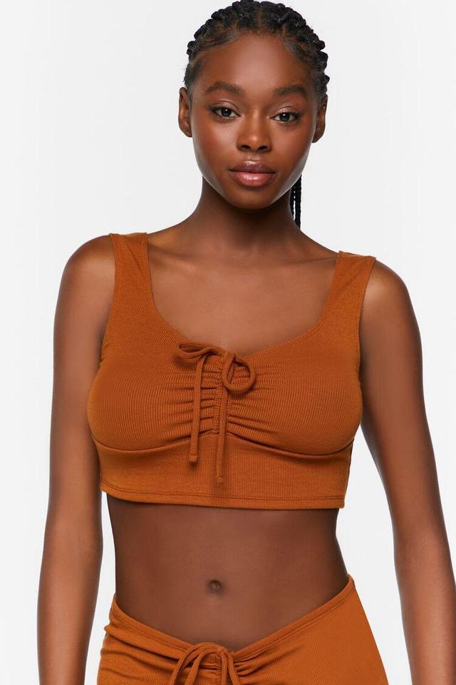 Ruched Drawstring Lounge Crop Top | Forever 21 Product Image