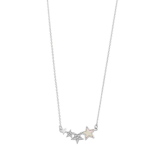 City Luxe Mother of Pearl & Clear Cubic Zirconia Shooting Stars Necklace, Womens, Silver Tone Product Image