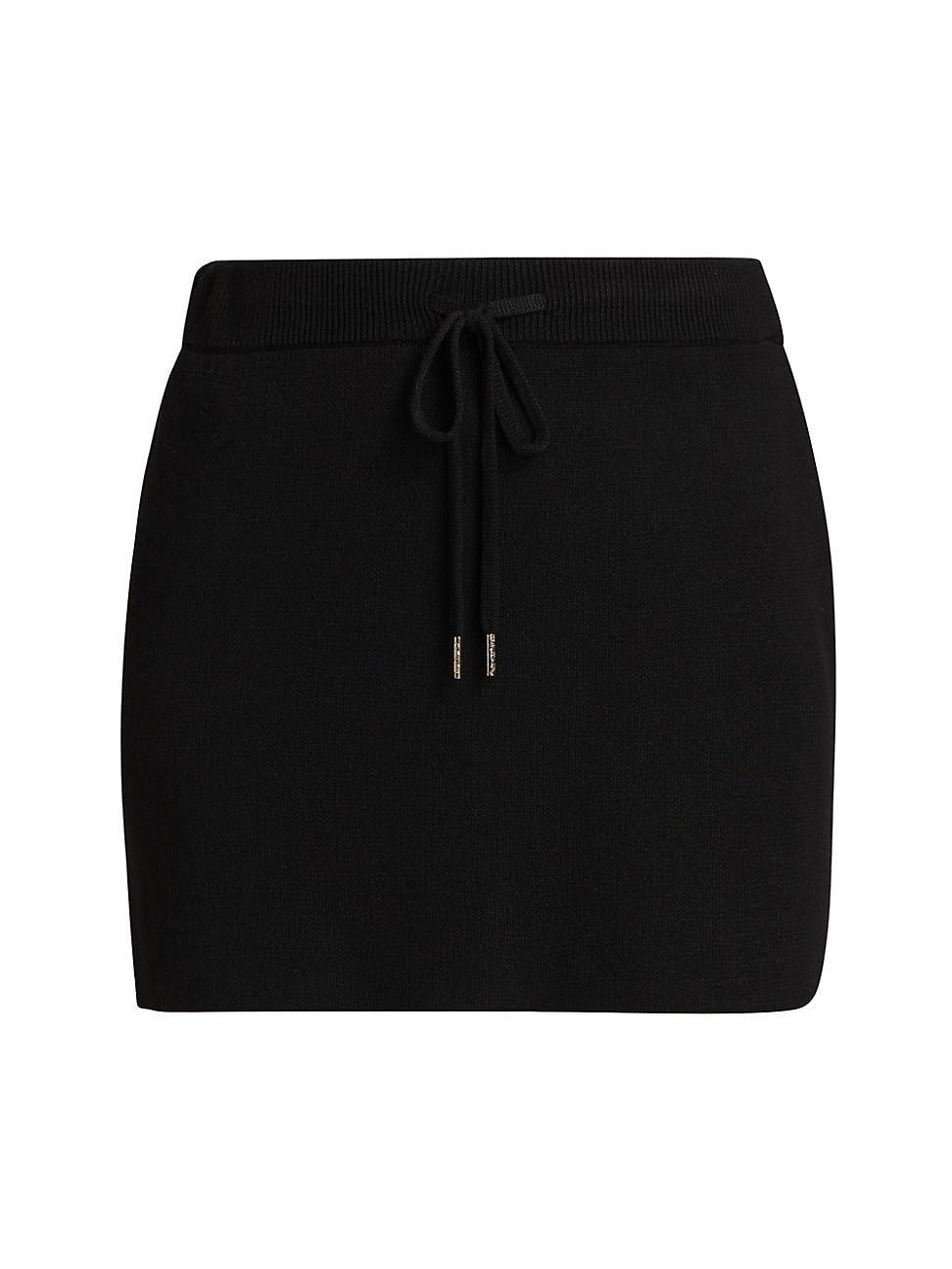 Womens Stretch Knit Drawstring Miniskirt Product Image