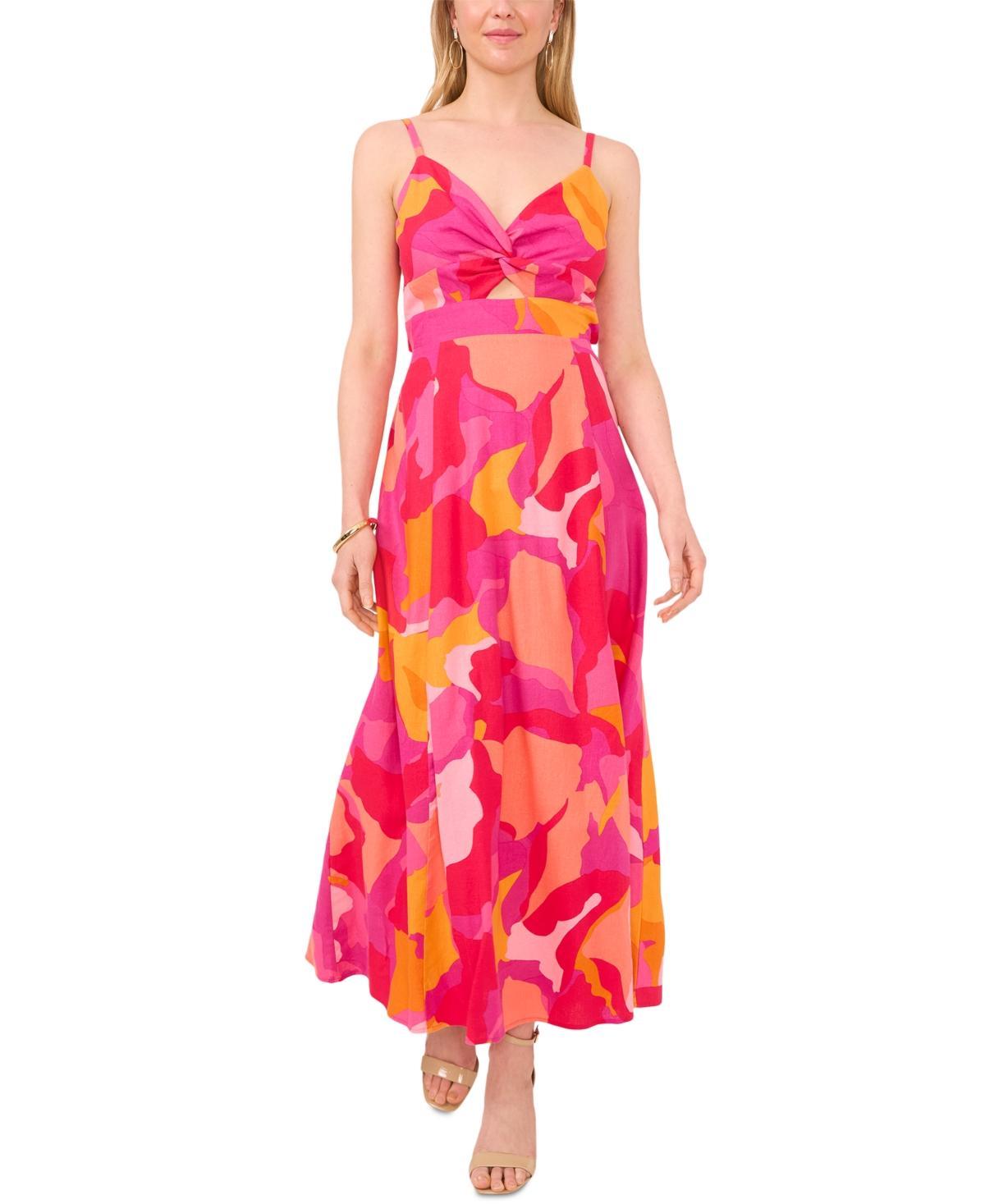 Women's Printed Twist-Front Open-Back Maxi Dress Product Image