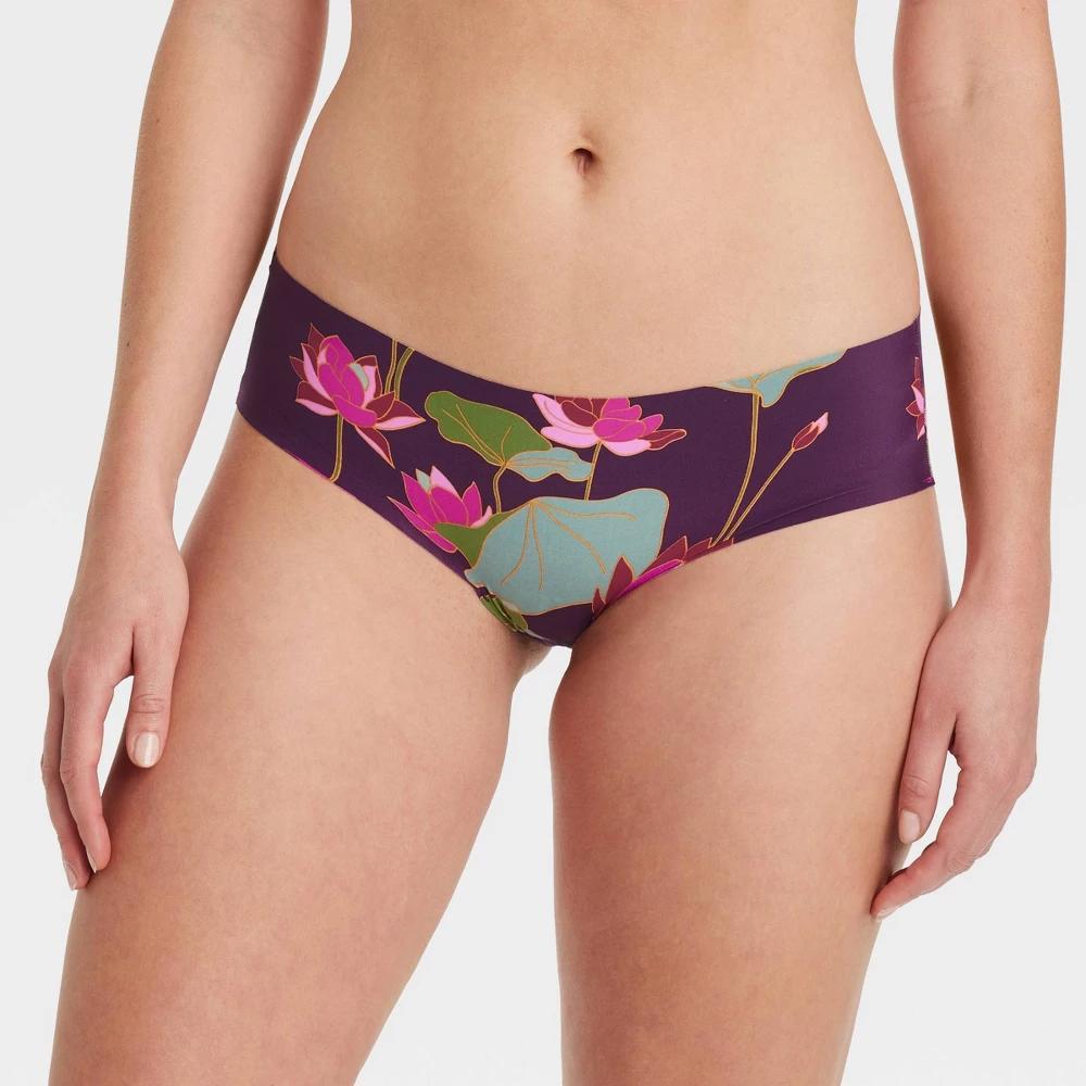 Womens Floral Print Invisible Edge Hipster Underwear - Auden Purple Waterlily Floral L Product Image