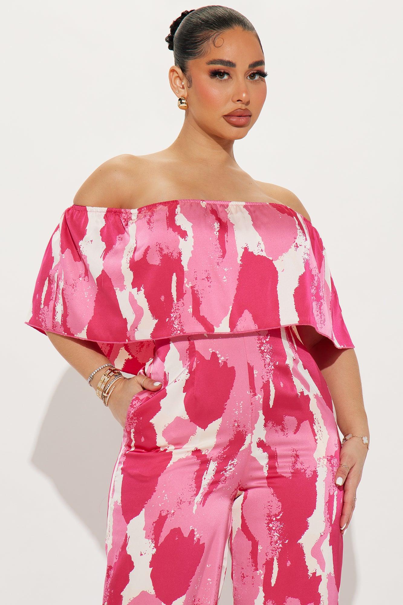 Make The Move Satin Jumpsuit  - Pink/combo Product Image