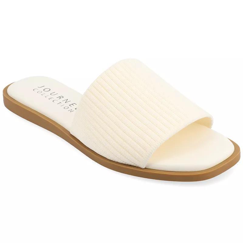 Journee Collection Prisilla Womens Tru Comfort Foam Linen Slip On Slide Sandals Ivory Product Image