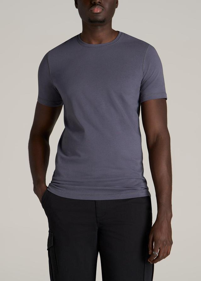 The Essential SLIM-FIT Crewneck Men's Tall Tees in Grey Blue Male Product Image