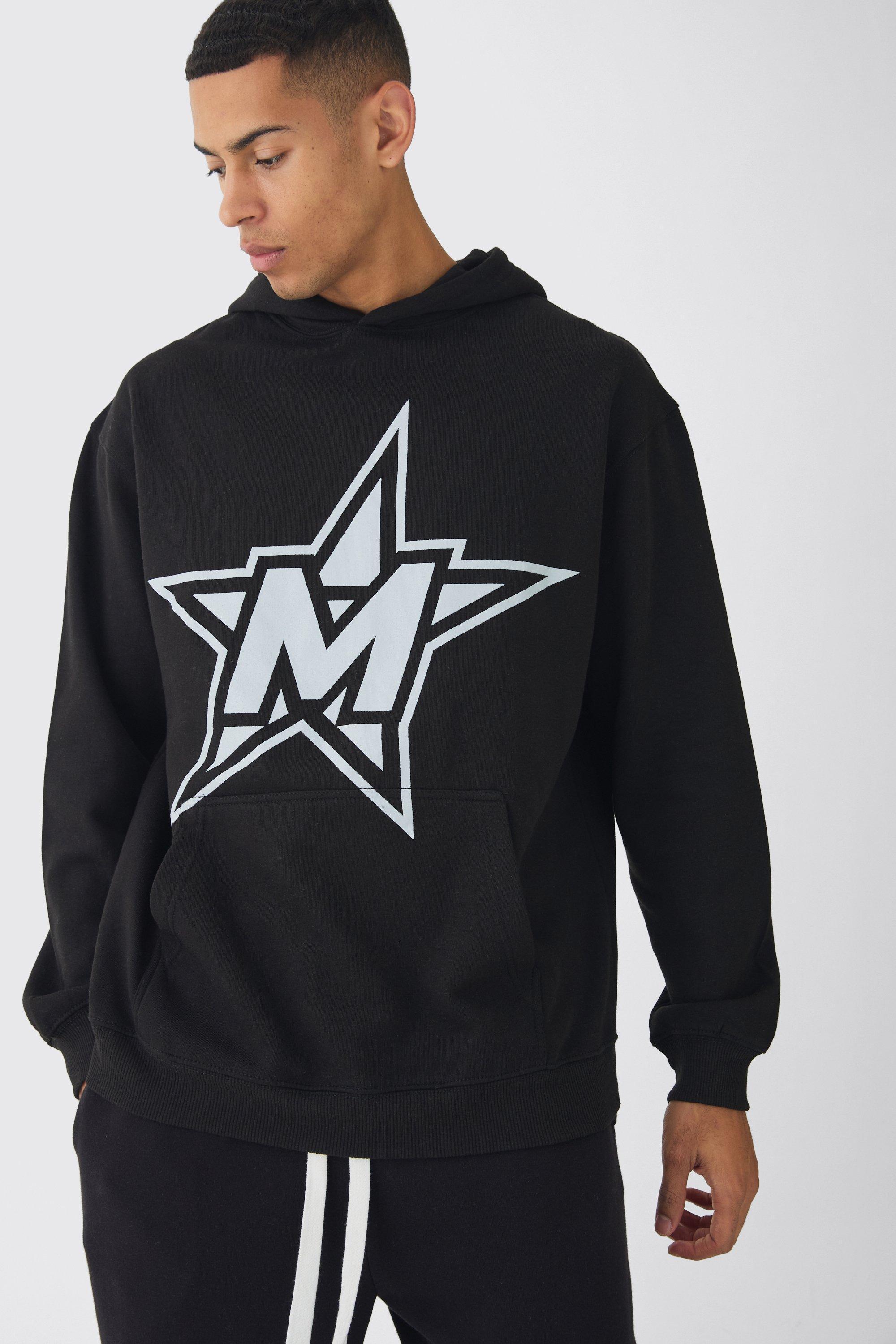 Oversized M Star Hoodie | boohooMAN USA Product Image